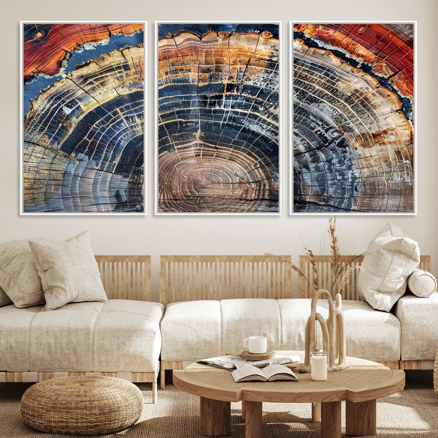Tree Rings Wall Art Canvas Print – Framed Petrified Wood