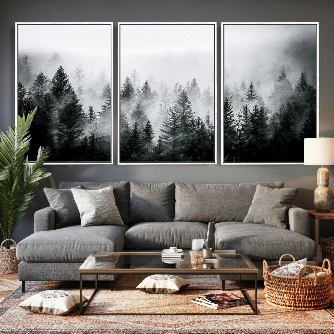 Foggy Forest Wall Art Canvas Print – Mountain Woodland