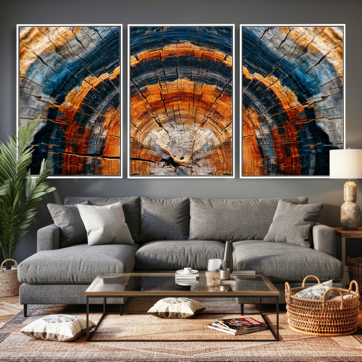 Abstract Wood Grain Canvas Print, Tree Ring Pattern Wall