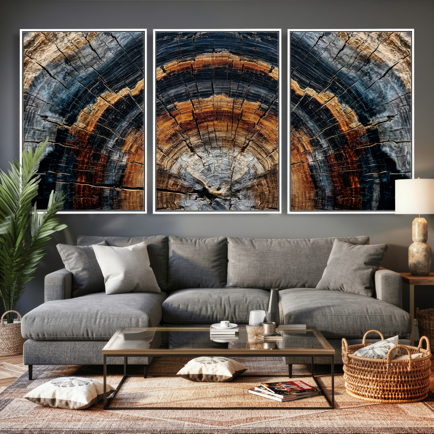 Abstract Wood Grain Canvas Print, Tree Ring Pattern Wall