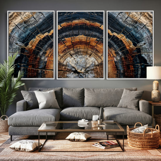 Abstract Wood Grain Canvas Print, Tree Ring Pattern Wall