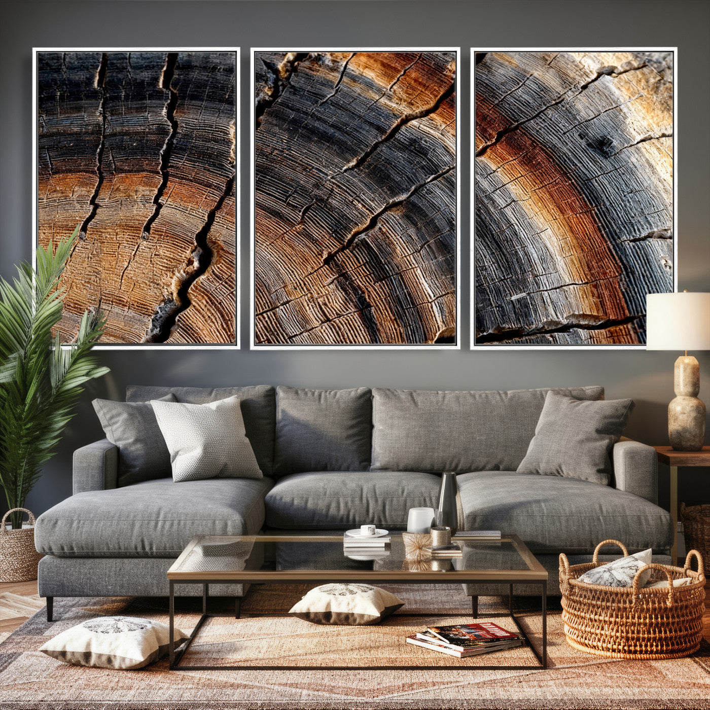 Abstract Tree Ring Wall Art Print – Natural Rustic Wood