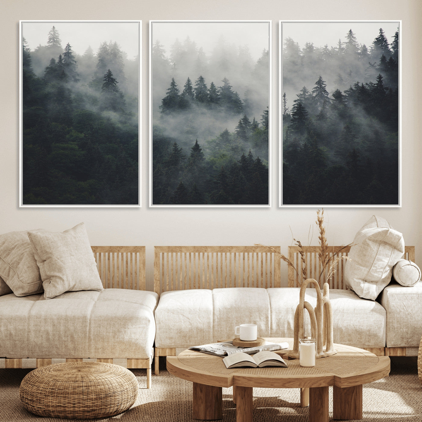 Nature Wall Decor - Serene Triptych Nature Print – Woodland