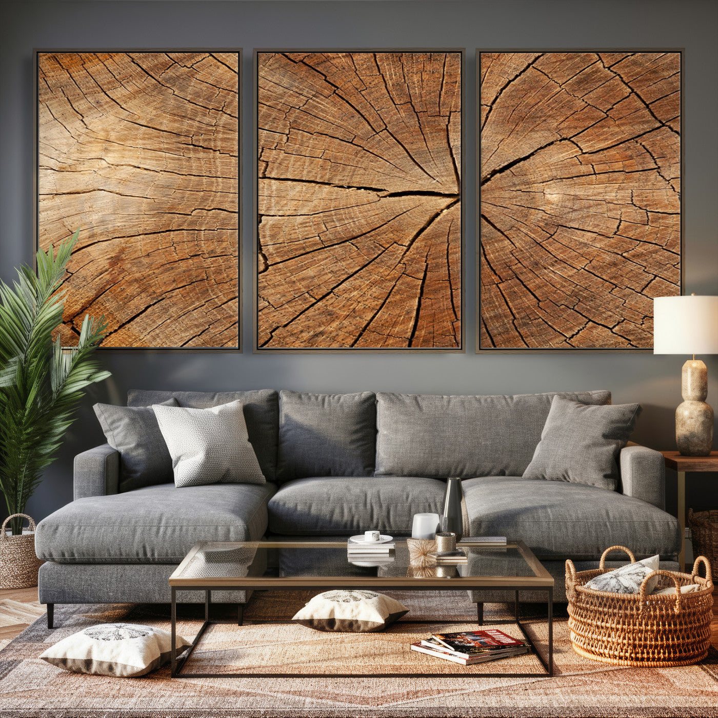Tree Ring Canvas Art, Rustic Wood Grain Wall Art, Tree Slice