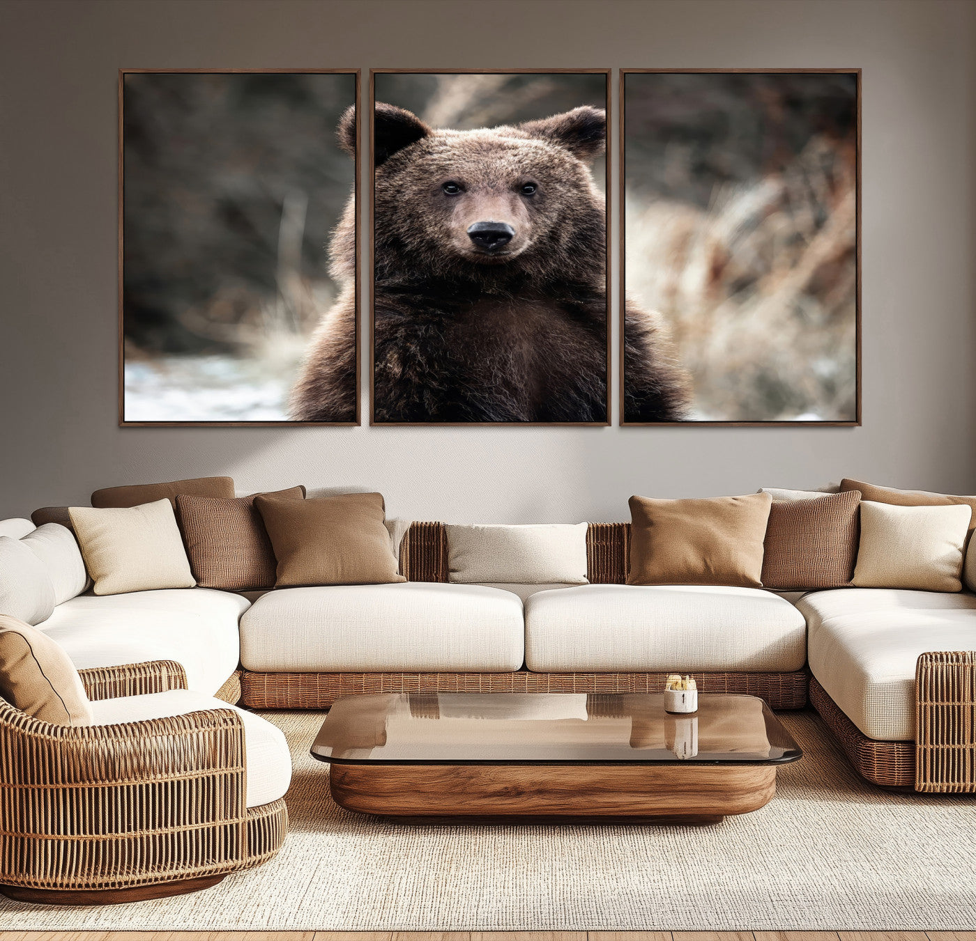 Brown Bear Wall Art Canvas Print – Framed Majestic Woodland