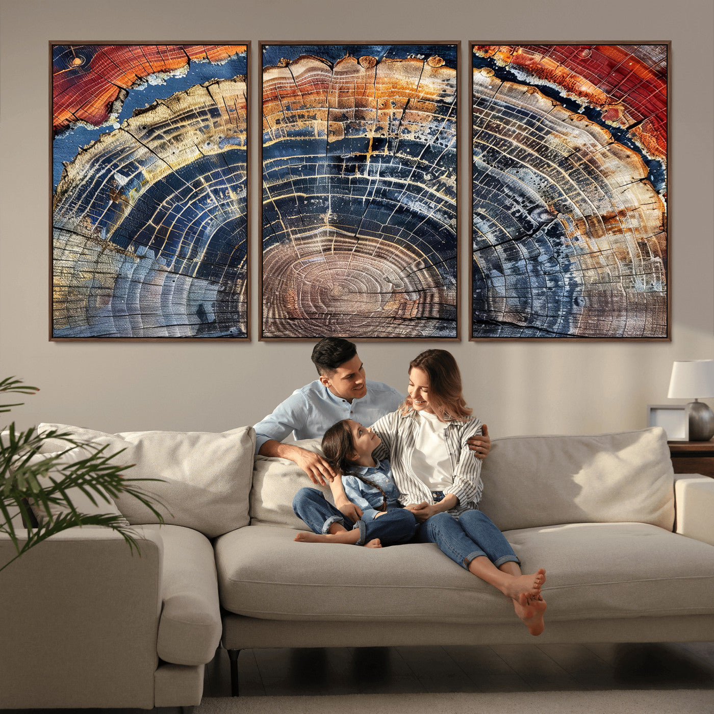 Tree Rings Wall Art Canvas Print – Framed Petrified Wood