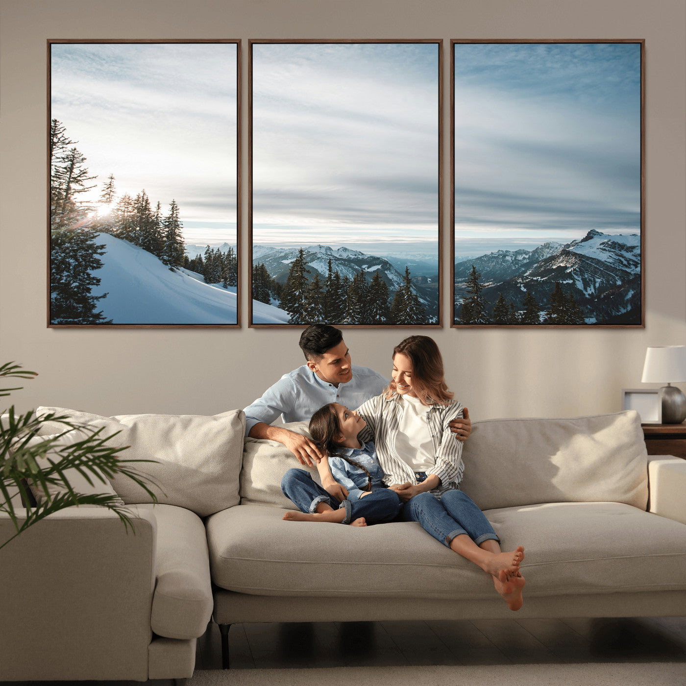 Snowy Mountains Wall Art Canvas Print – Framed Alpine