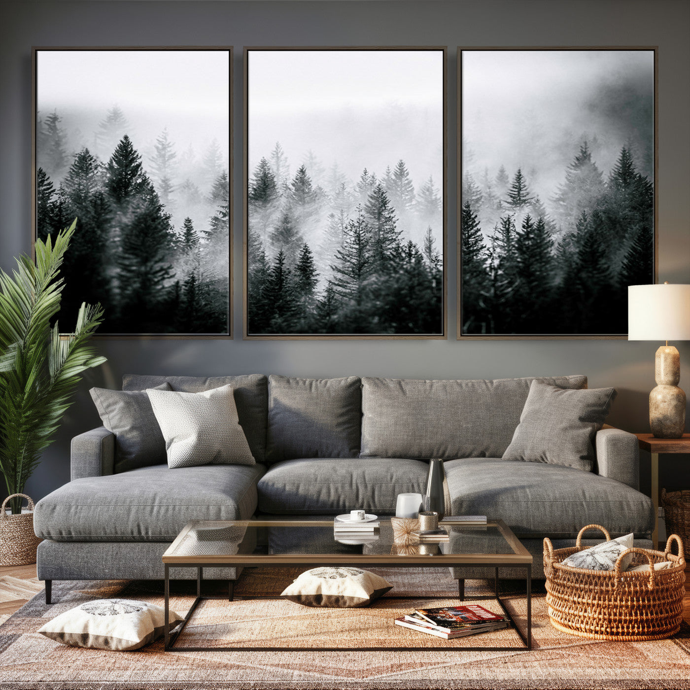 Foggy Forest Wall Art Canvas Print – Mountain Woodland