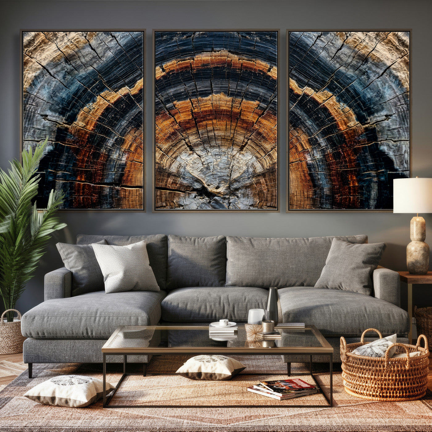 Abstract Wood Grain Canvas Print, Tree Ring Pattern Wall