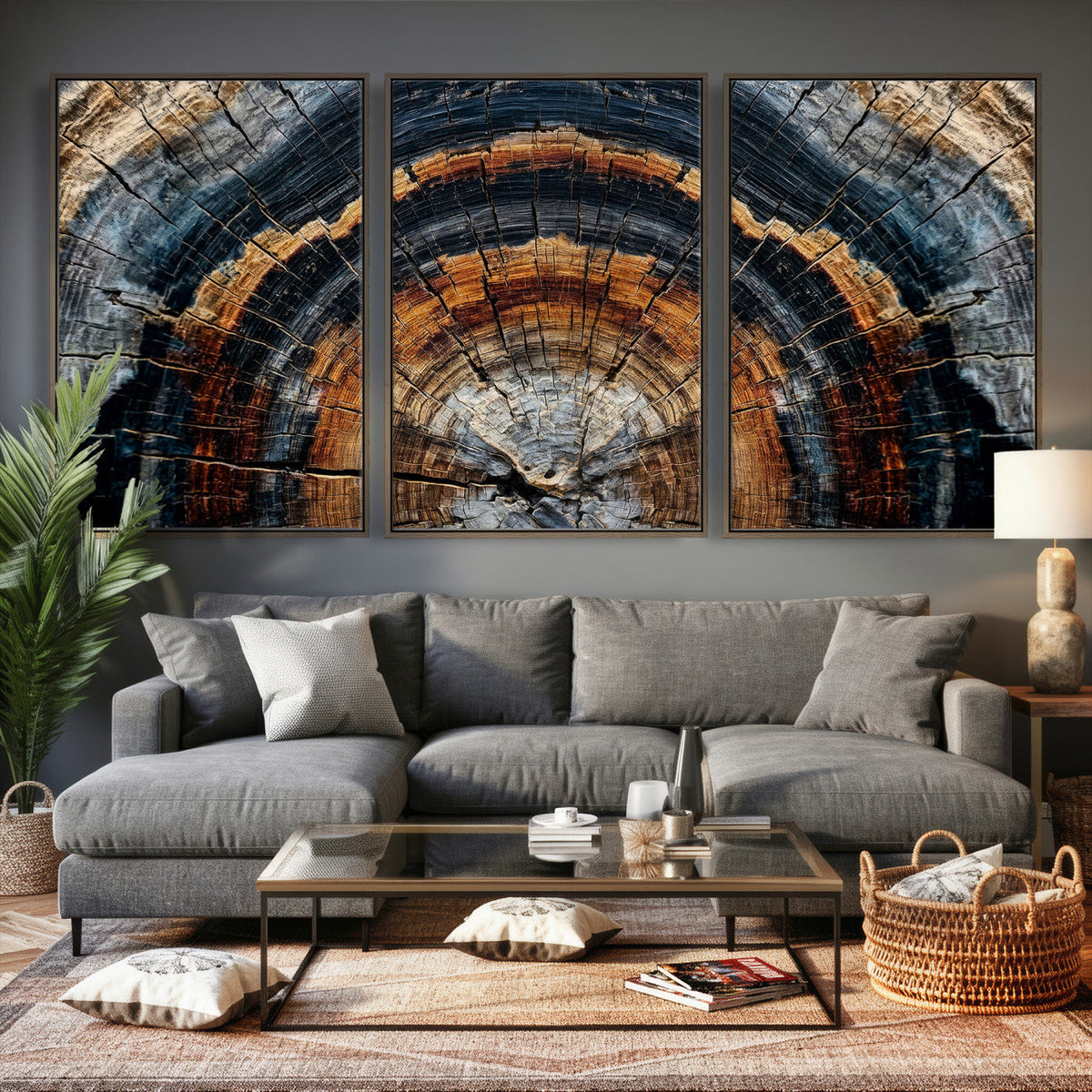 Abstract Wood Grain Canvas Print, Tree Ring Pattern Wall