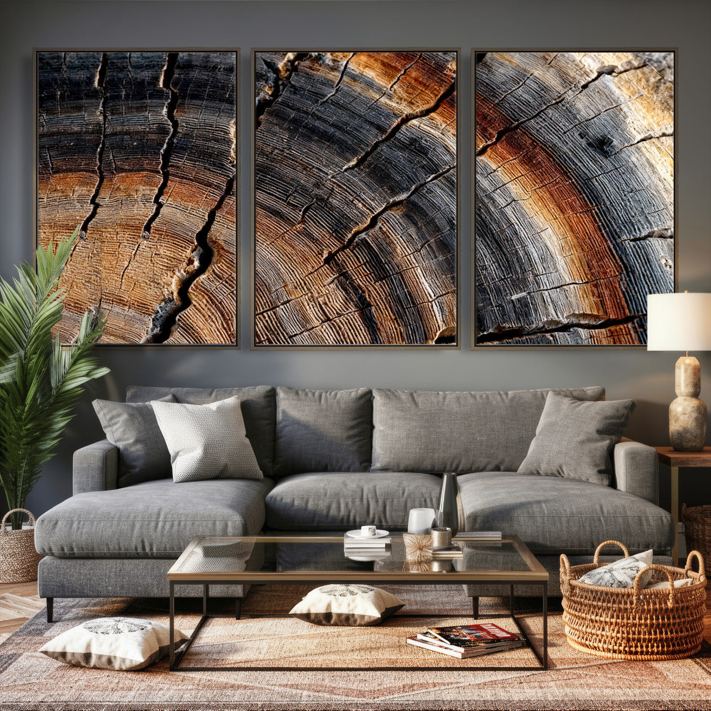 Abstract Tree Ring Wall Art Print – Natural Rustic Wood