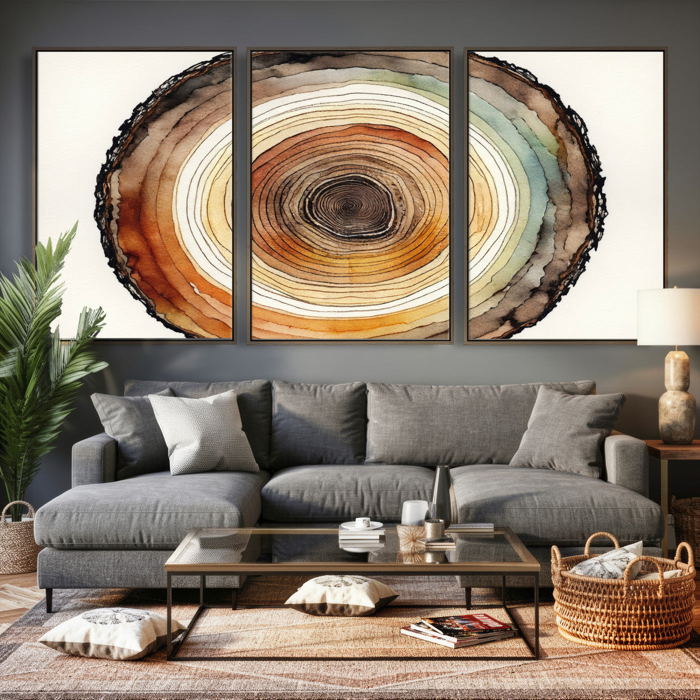 Natural Wood Slice Wall Art Canvas Print, Tree Ring Wall