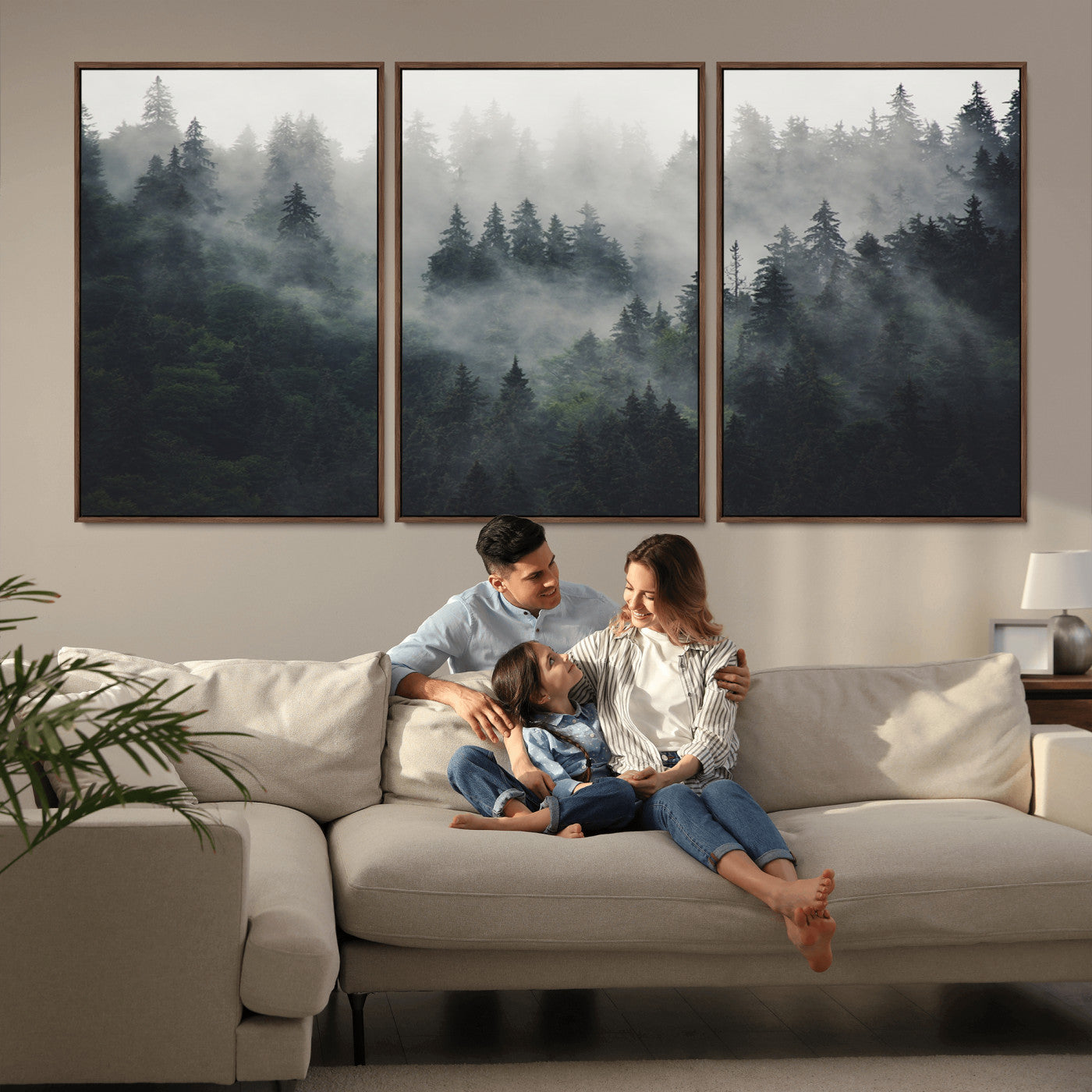 Nature Wall Decor - Serene Triptych Nature Print – Woodland