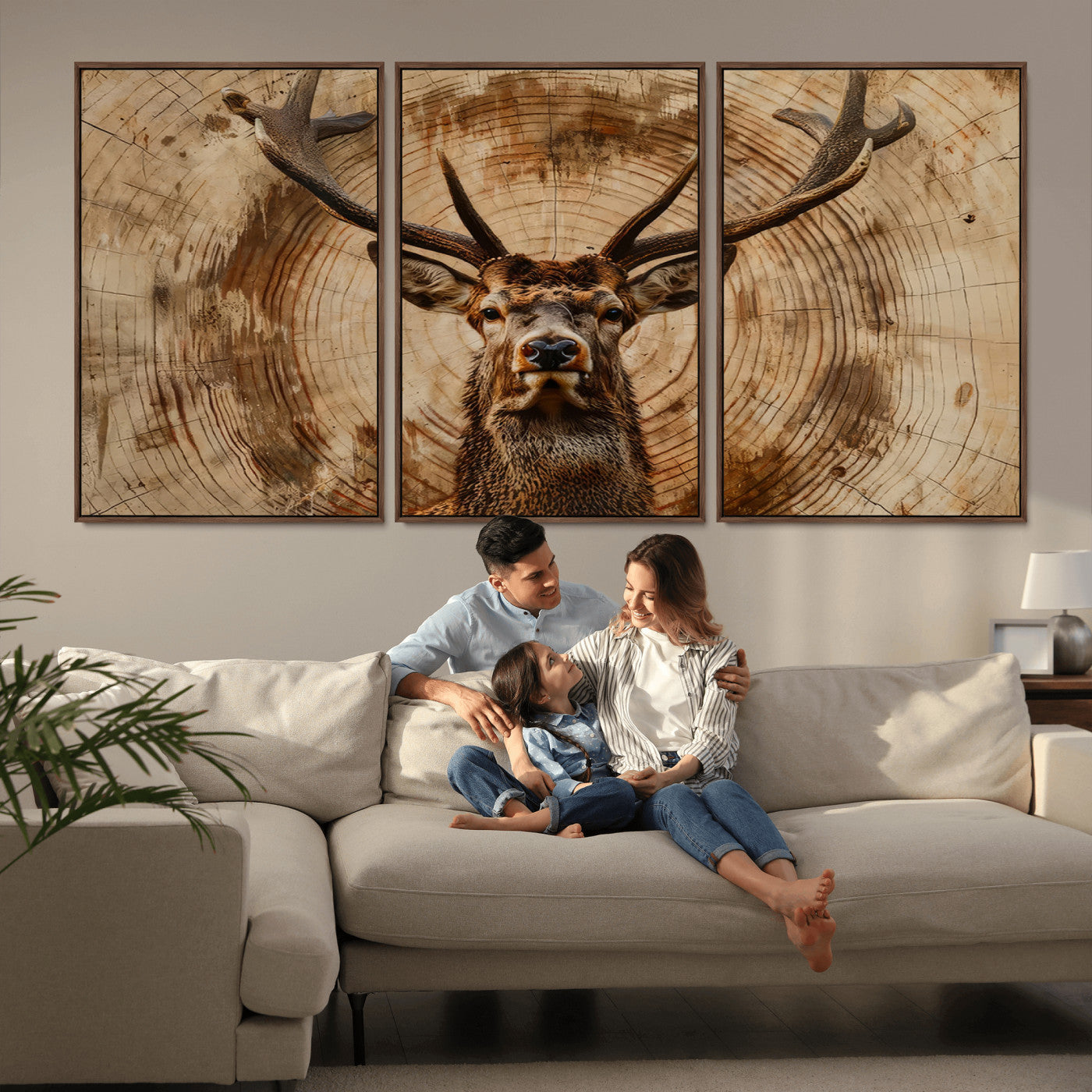 Wood Abstract Deer Wall Art | Rustic Wildlife Canvas Print |