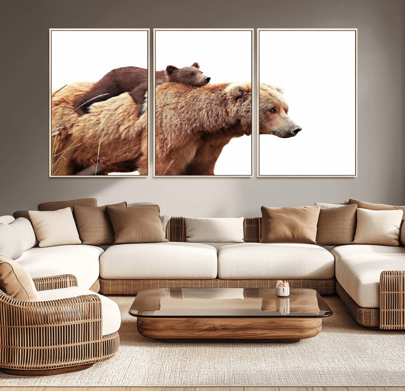 Mother and Baby Bear Canvas Wall Art - Adorable Wildlife