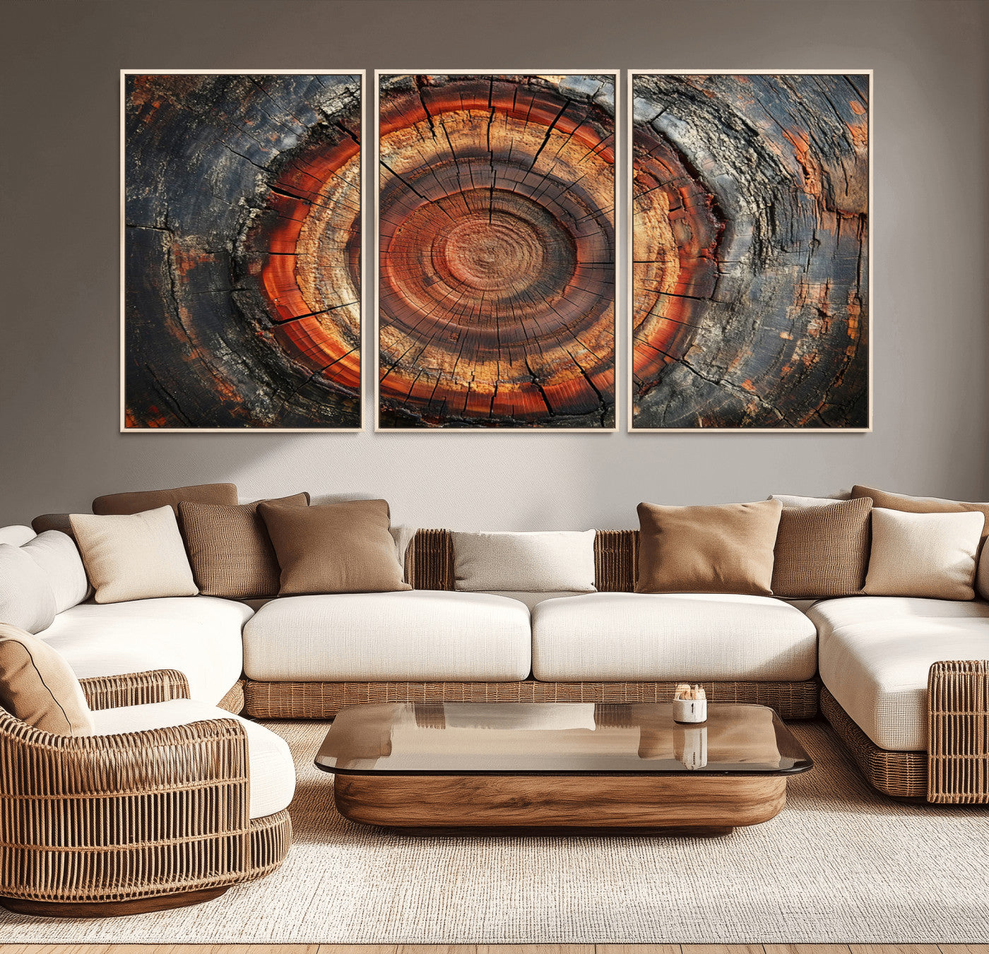 Wood Grain Canvas Wall Art - Framed Abstract Tree Ring