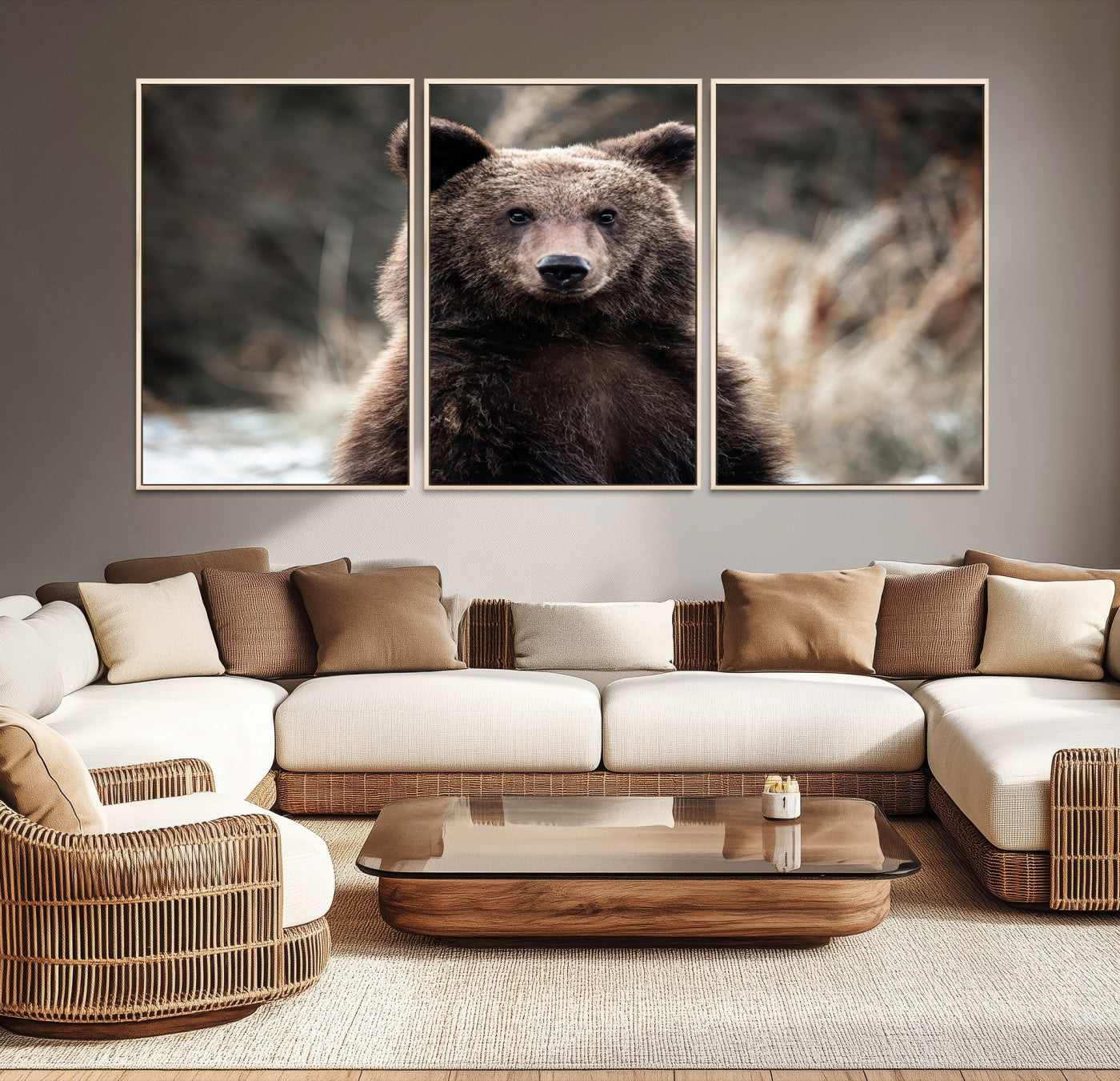 Brown Bear Wall Art Canvas Print – Framed Majestic Woodland