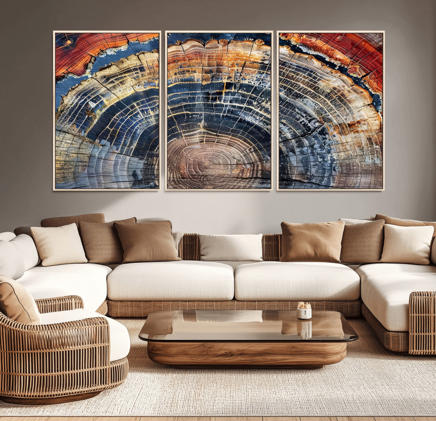 Tree Rings Wall Art Canvas Print – Framed Petrified Wood