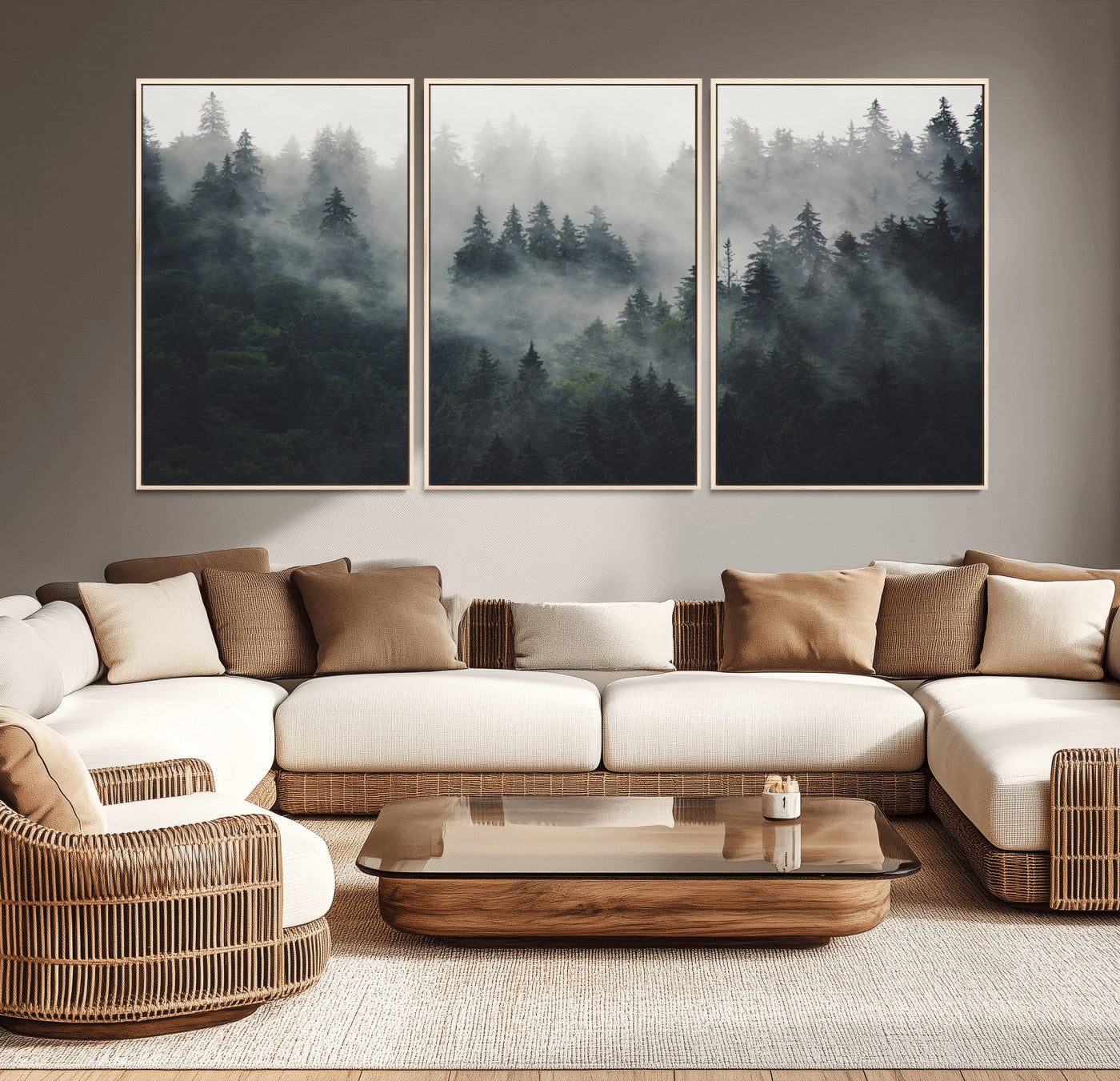 Nature Wall Decor - Serene Triptych Nature Print – Woodland