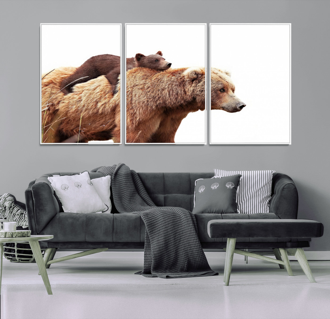 Mother and Baby Bear Canvas Wall Art - Adorable Wildlife