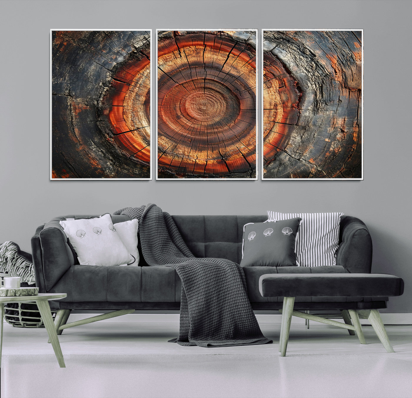 Wood Grain Canvas Wall Art - Framed Abstract Tree Ring