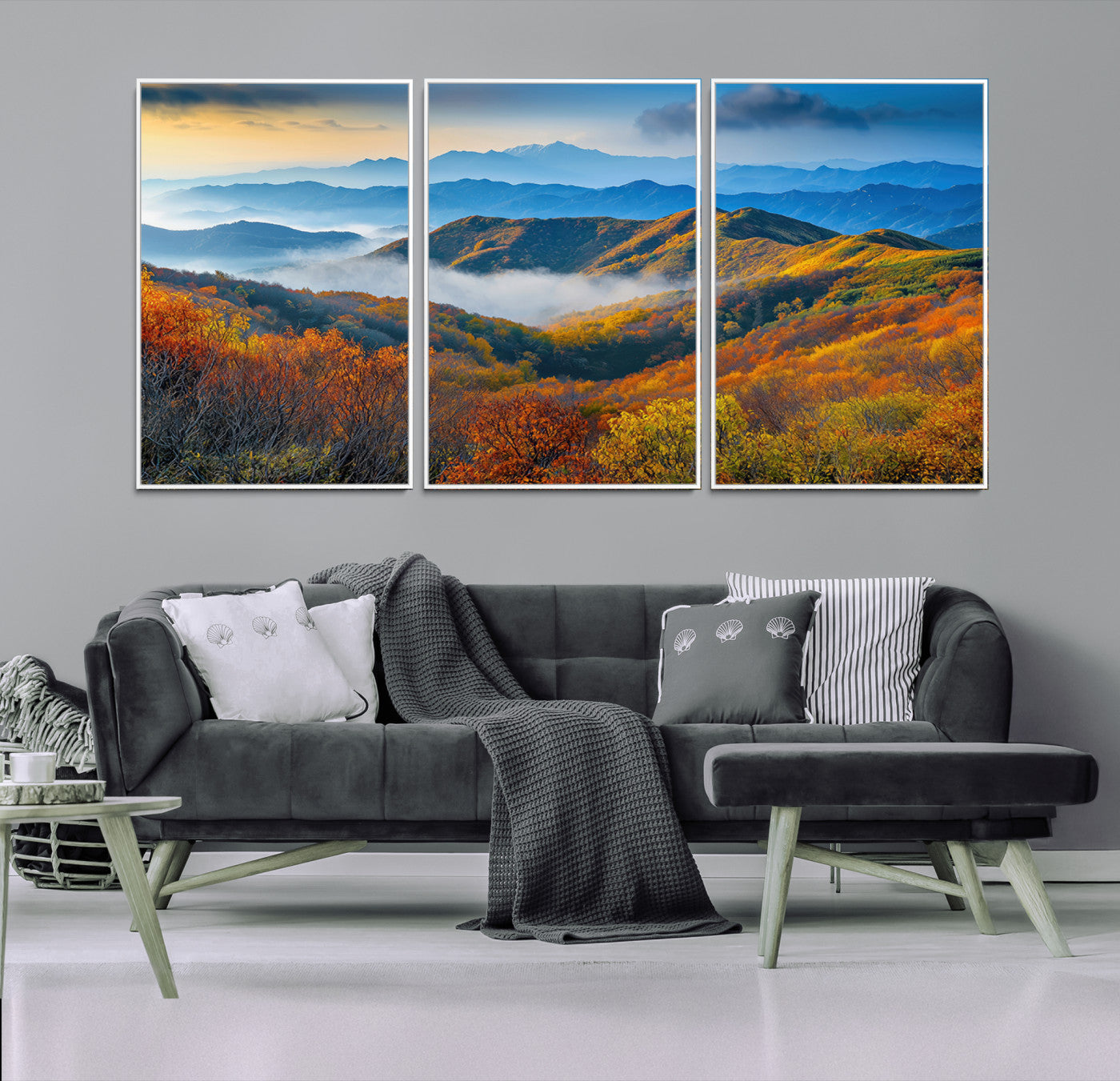 Autumn Mountains Wall Art Canvas Print – Foggy Peaks