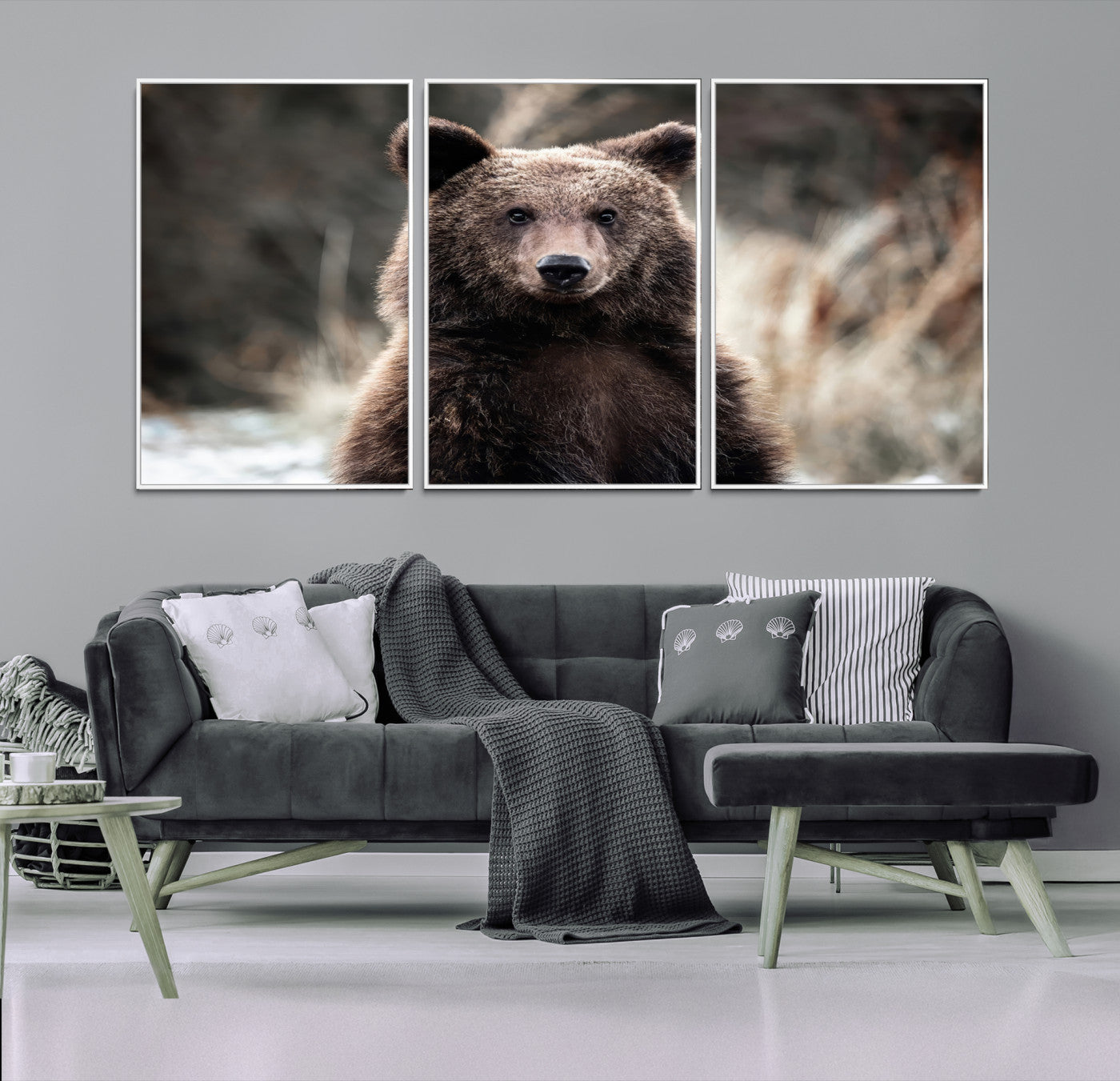 Brown Bear Wall Art Canvas Print – Framed Majestic Woodland