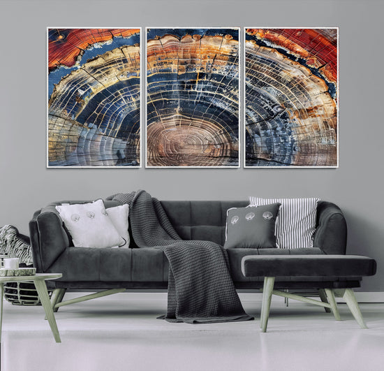 Tree Rings Wall Art Canvas Print – Framed Wood Art Picture