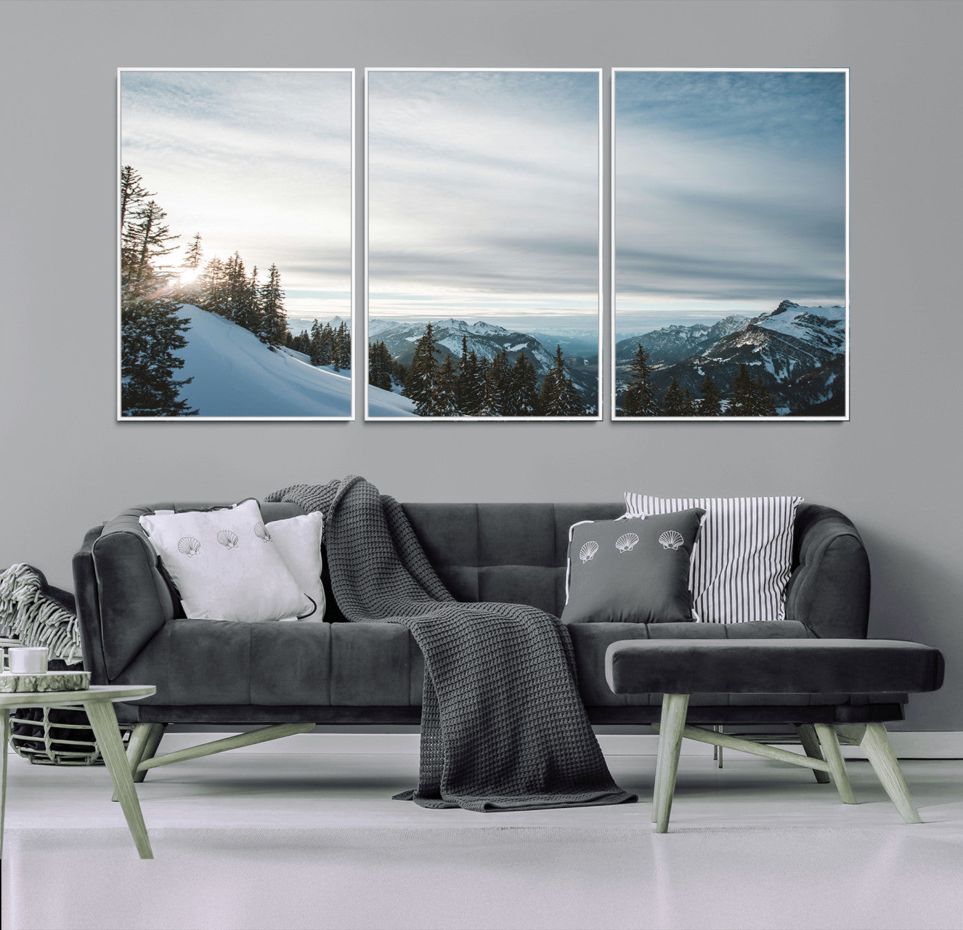 Snowy Mountains Wall Art Canvas Print – Framed Alpine