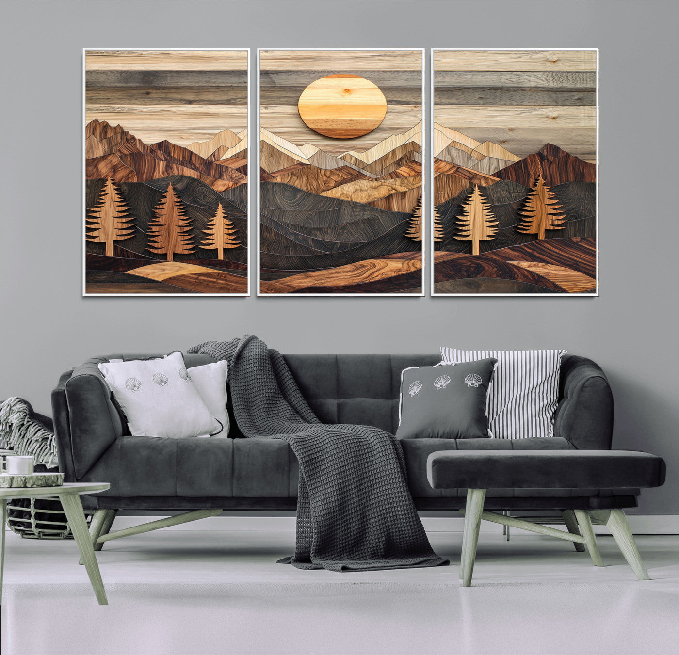 Wood Mountain Wall Art Canvas Print – Layered Forest and