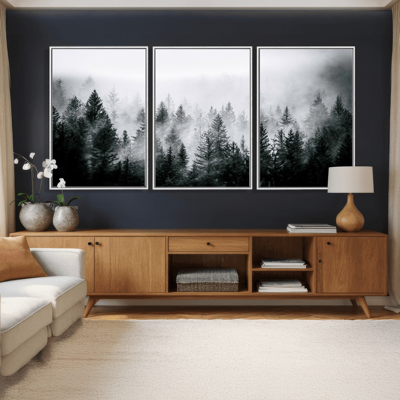Foggy Forest Wall Art Canvas Print – Mountain Woodland
