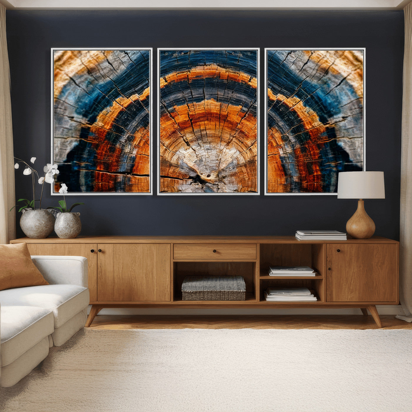 Abstract Wood Grain Canvas Print, Tree Ring Pattern Wall