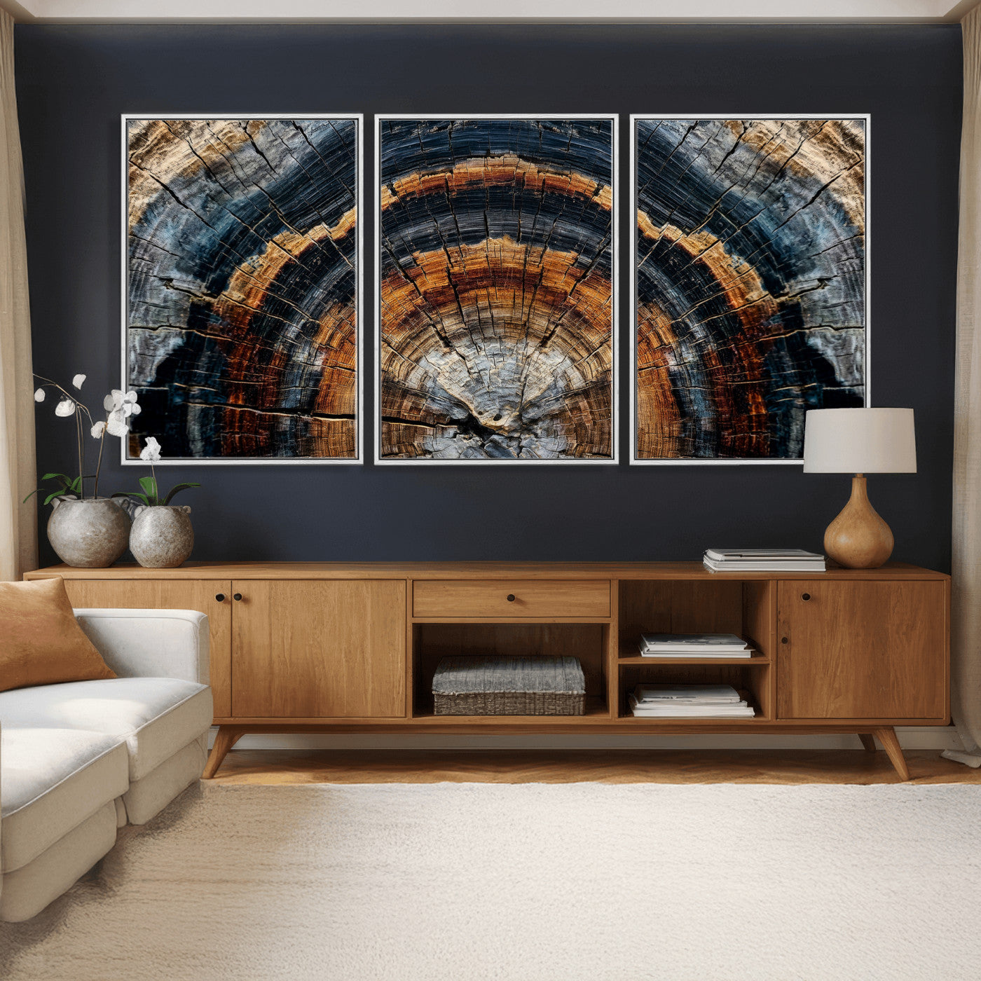 Abstract Wood Grain Canvas Print, Tree Ring Pattern Wall