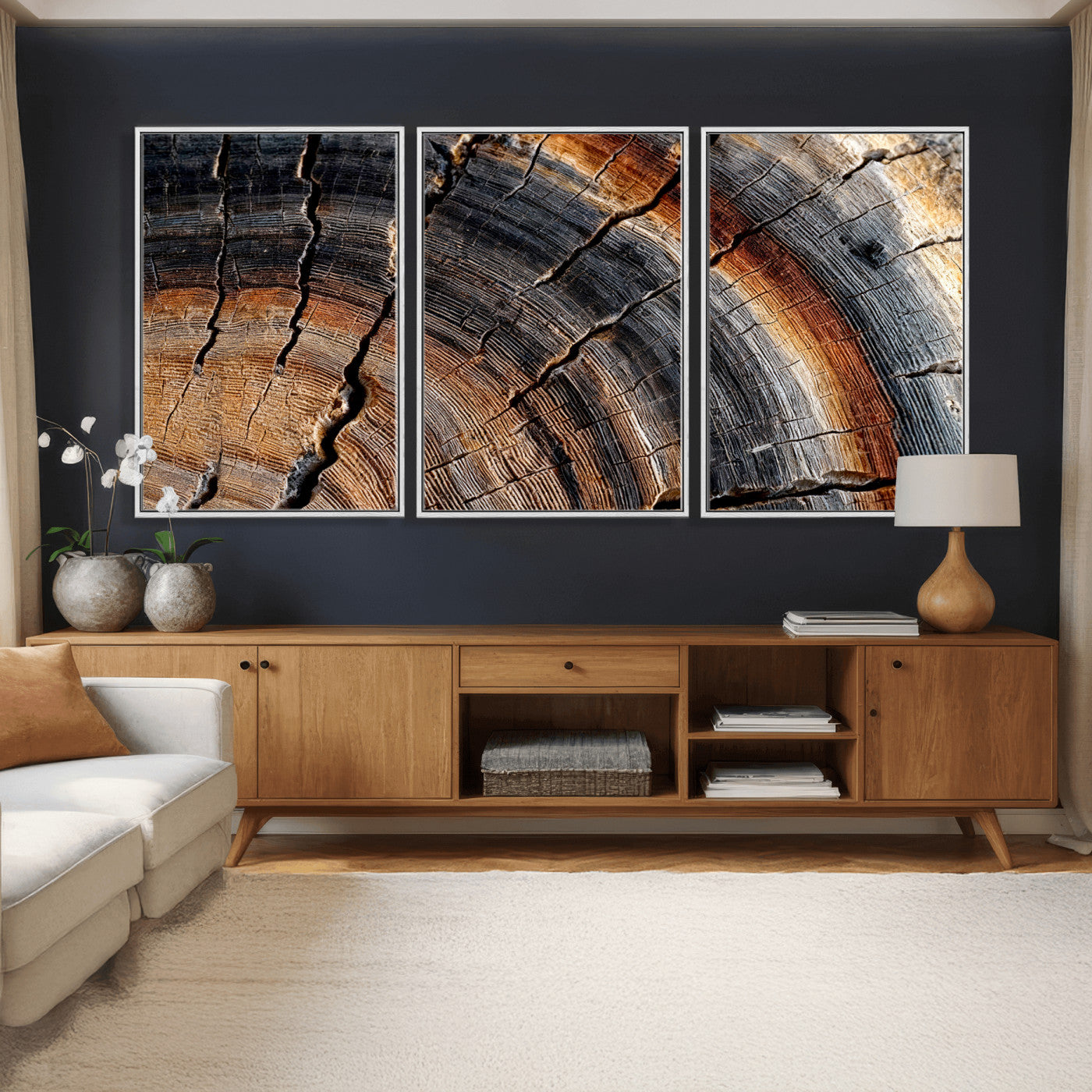 Abstract Tree Ring Wall Art Print – Natural Rustic Wood
