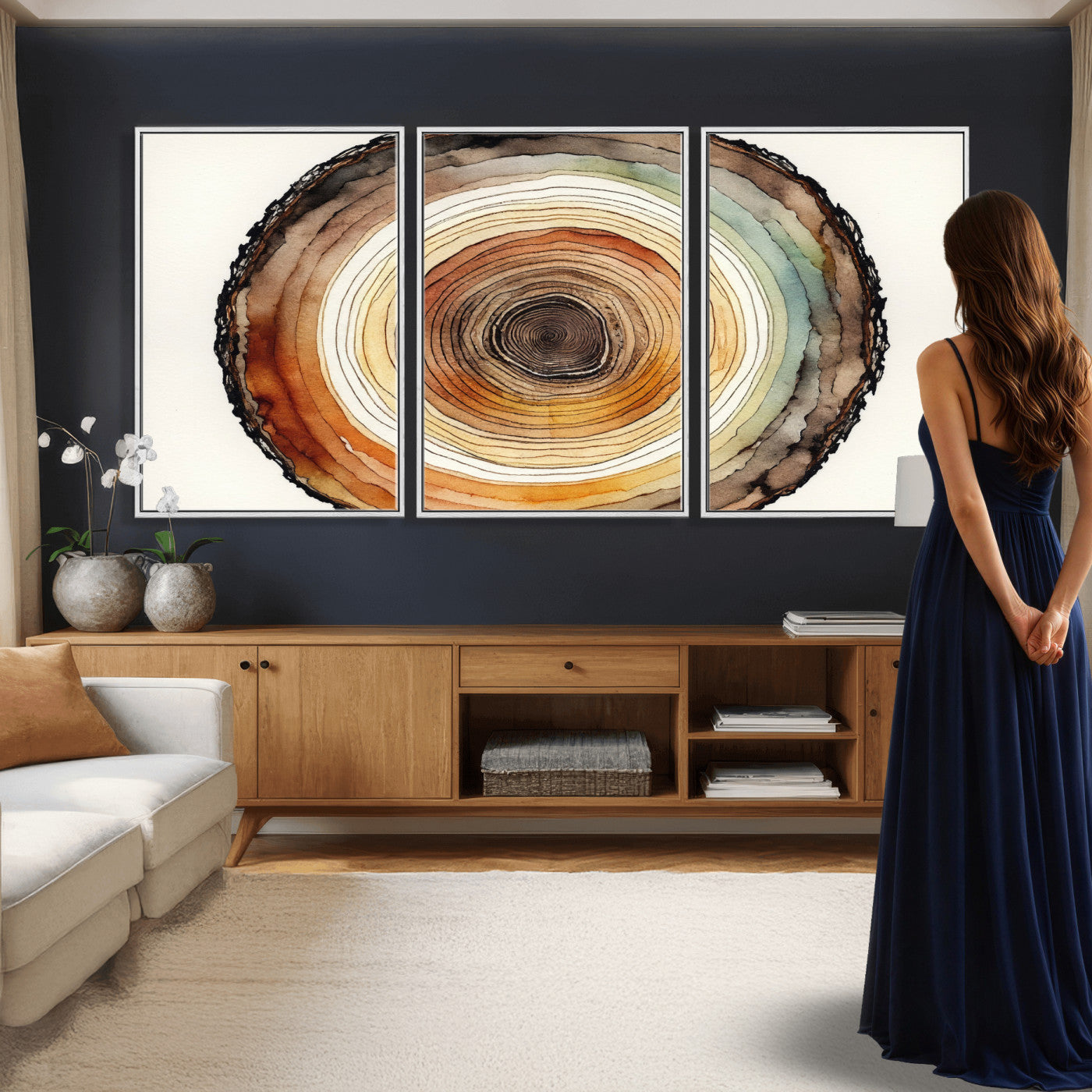 Natural Wood Slice Wall Art Canvas Print, Tree Ring Wall