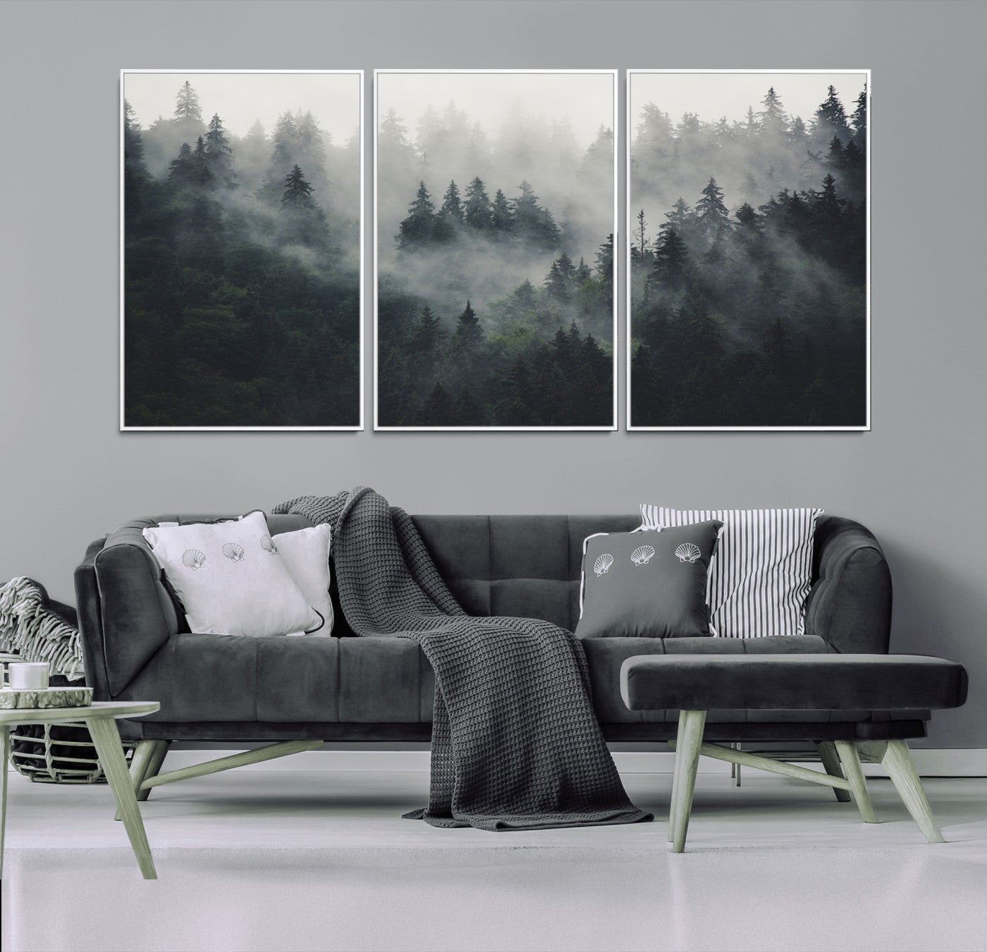 Nature Wall Decor - Serene Triptych Nature Print – Woodland