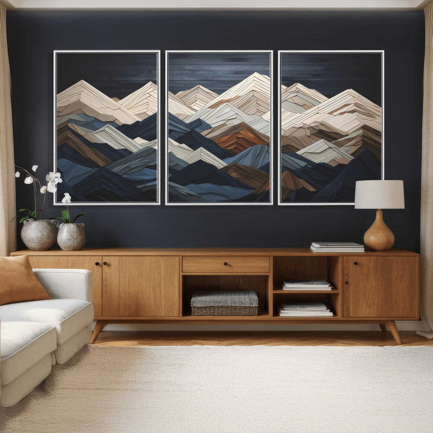 Wood Mountain Wall Art | Mountain Canvas Print Wood Decor |