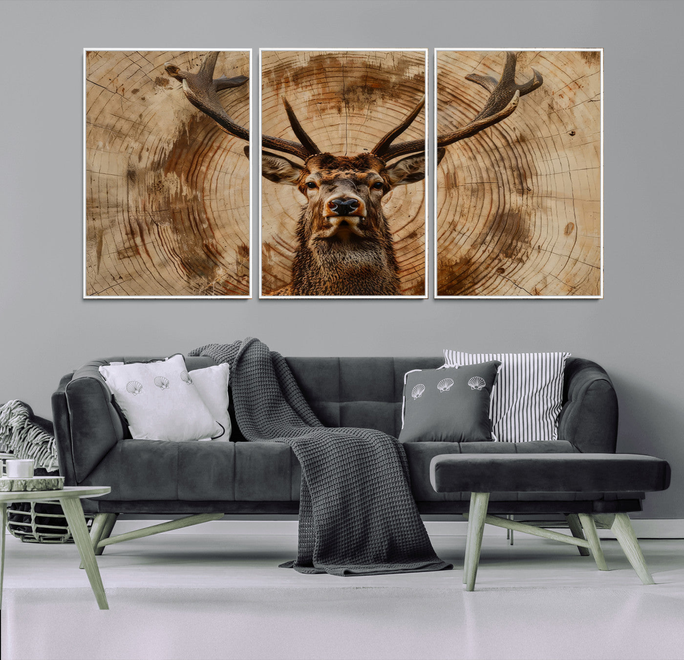 Wood Abstract Deer Wall Art | Rustic Wildlife Canvas Print |