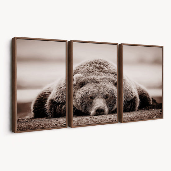 Grizzly Bear Wall Art Print - Bear Canvas Wall Art - Rustic