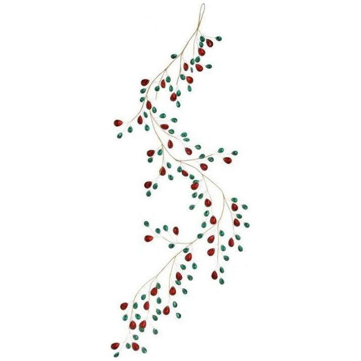 48" Metal Jewel Garland: Red/Green, decorative garland for mantel, doorway or seasonal display from Cedar & Spice Gifts