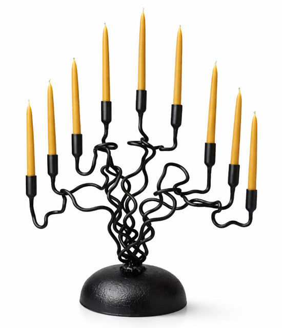 Tree of Light Menorah – Sculptural Hand-Forged Iron Candle Holder