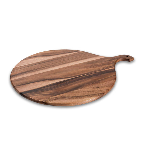 Acacia Wood Cutting / Charcuterie Board - Round, stylish serving piece for cheese, appetizers and home entertaining