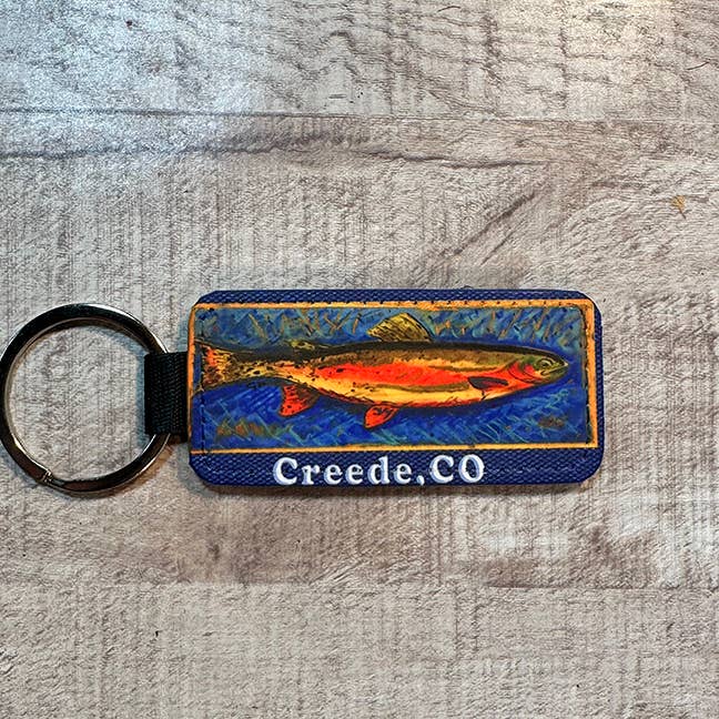 Here Fishy, Fishy, Trout  Art Key Ring   