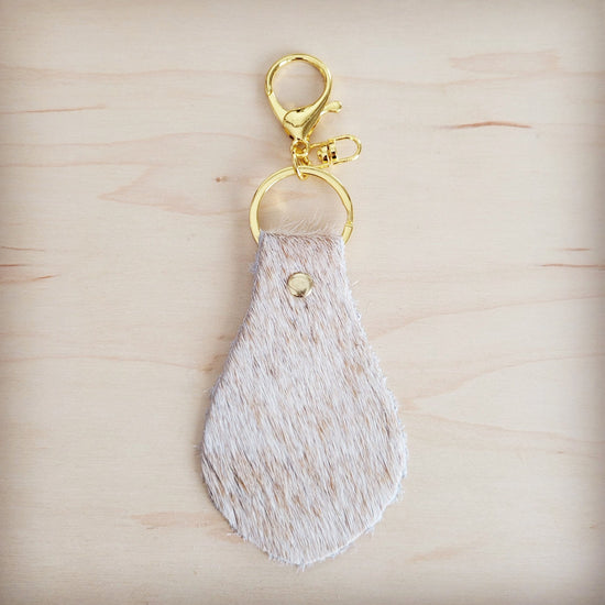 **Hair-on-Hide Leather Key Chain - Light Tan 703j