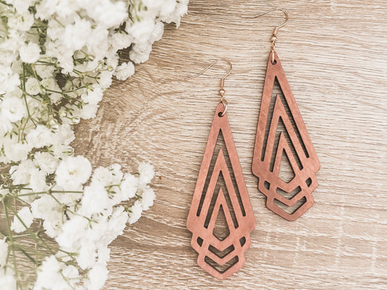 Beautiful Boho Wooden Drop Earrings
