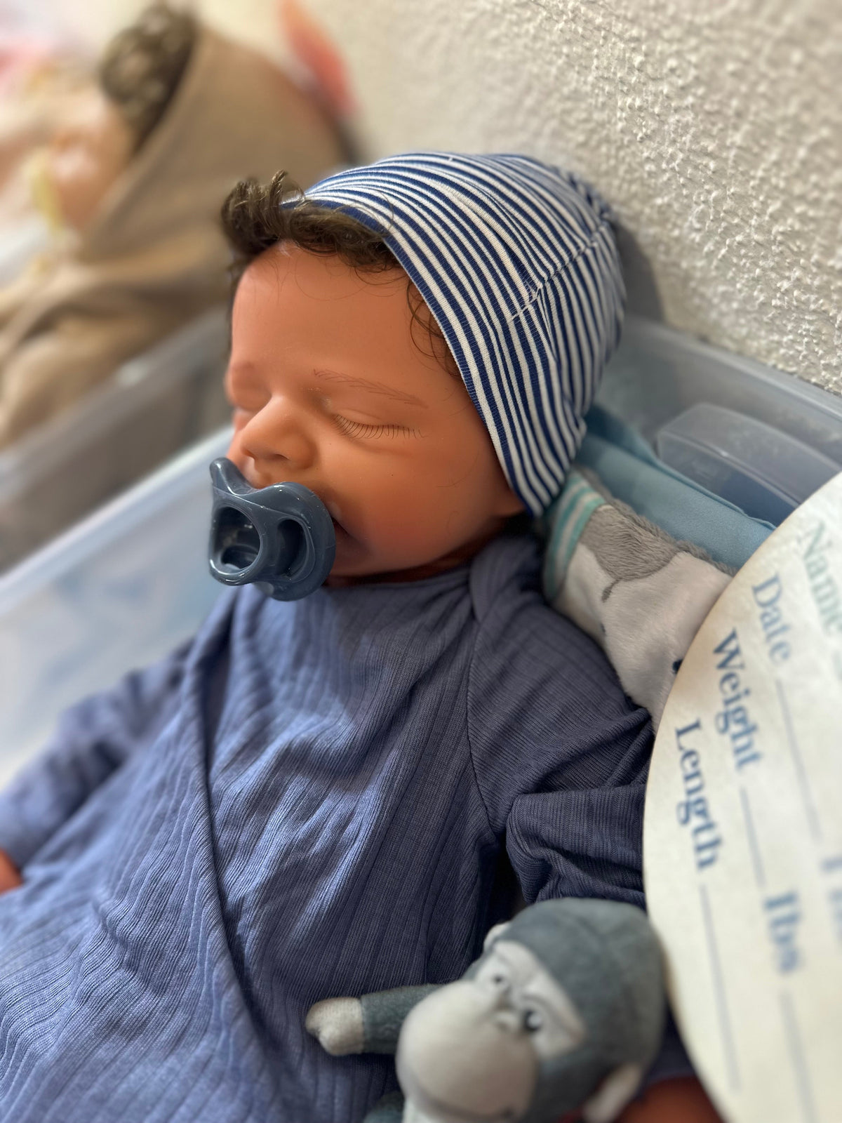 Hendrix 19” W/ NEWBORN CURLY HAIR, CUSTOM MADE Full Silicone Boy Tan Skin Tone open mouth TAT 5 days