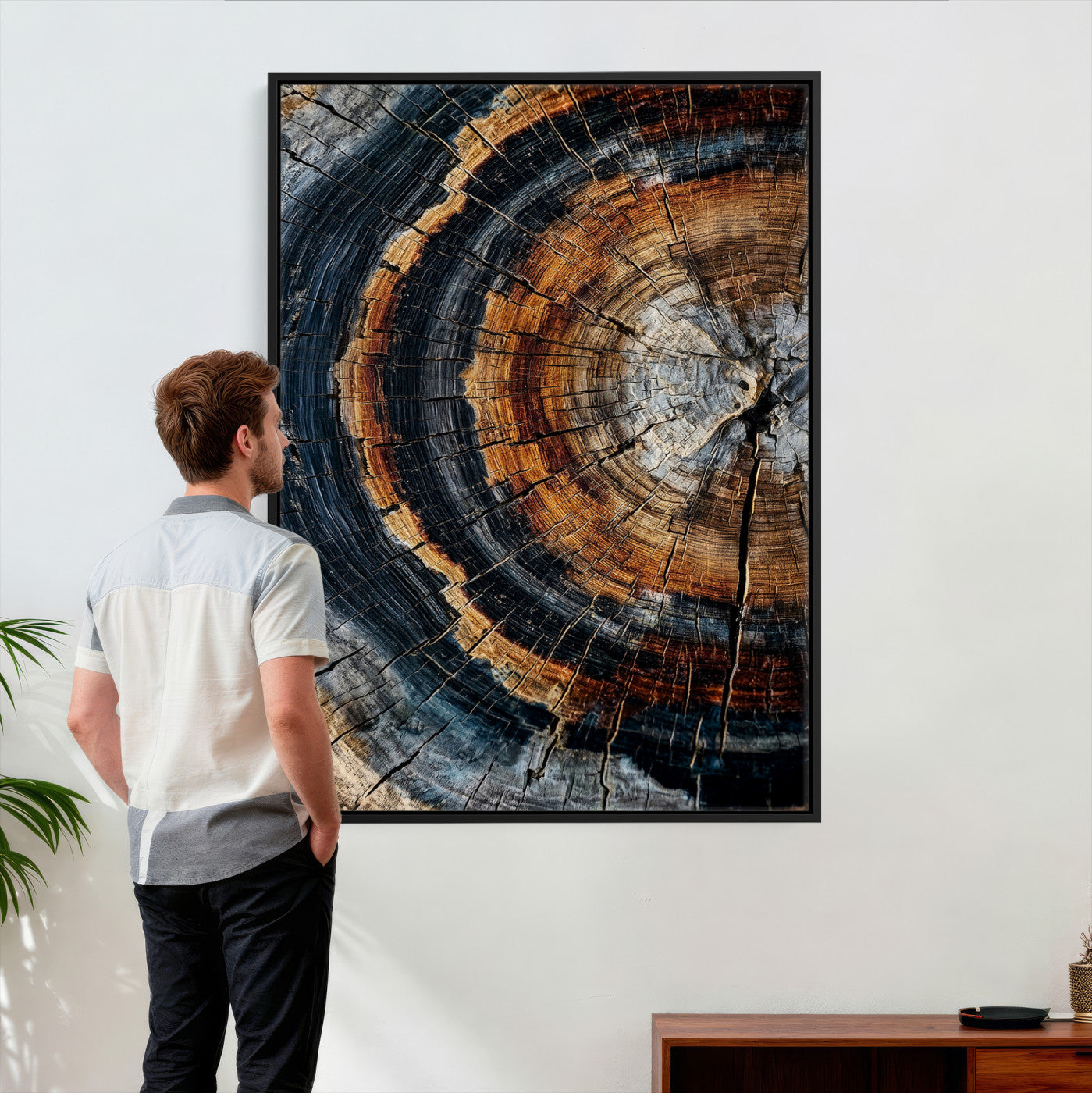 Abstract Wood Grain Canvas Print, Tree Ring Pattern Wall