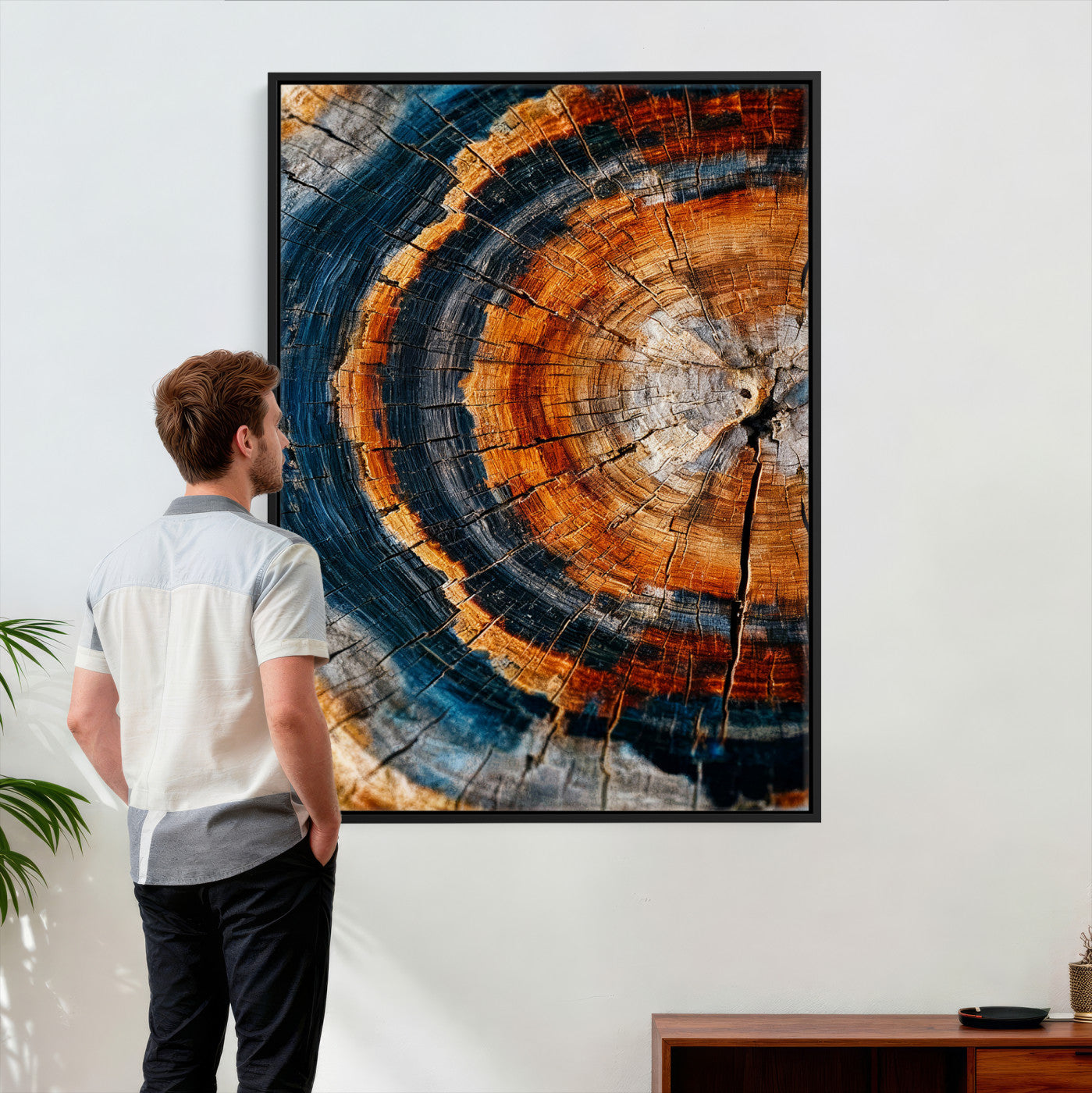 Abstract Wood Grain Canvas Print, Tree Ring Pattern Wall