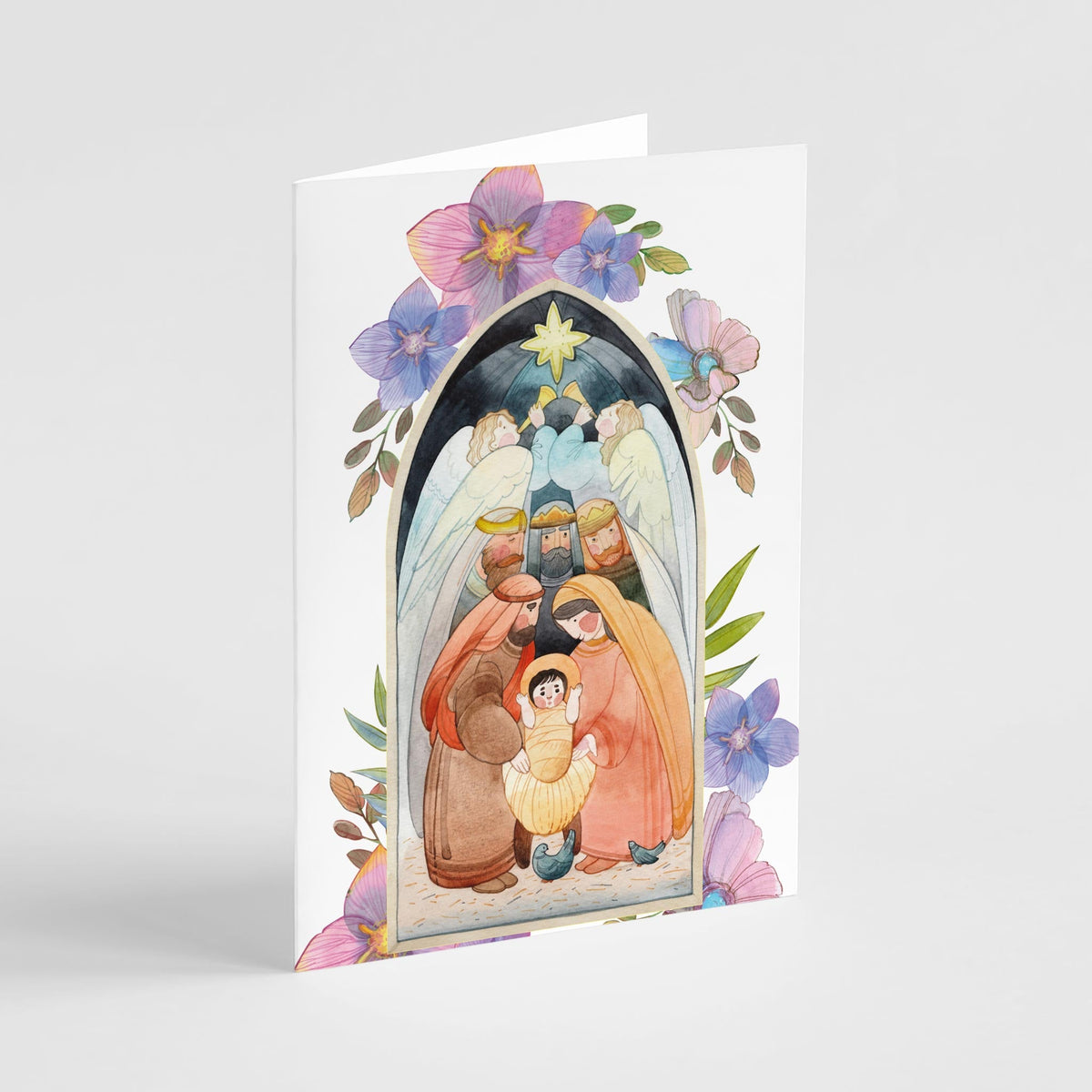 Whimsical Nativity Scene Christmas Cards, Set of 24