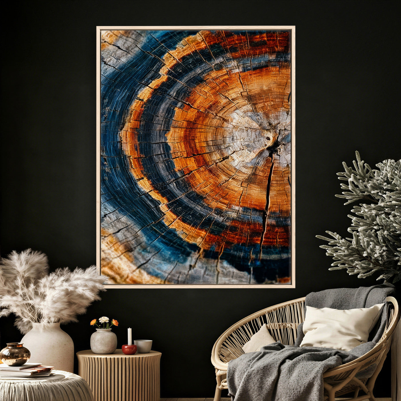 Abstract Wood Grain Canvas Print, Tree Ring Pattern Wall